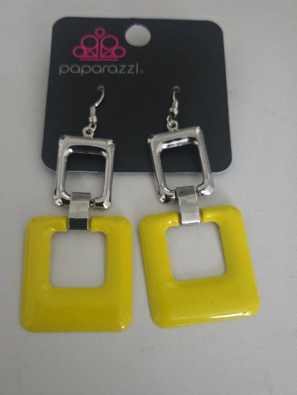 Paparazzi Yellow Square Dangle Earrings NWT